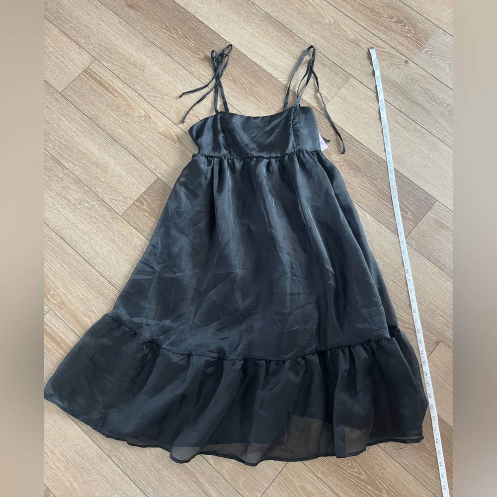 NWT Women's Black Silky Flowy Babydoll Party Dress Size M Wild Fable